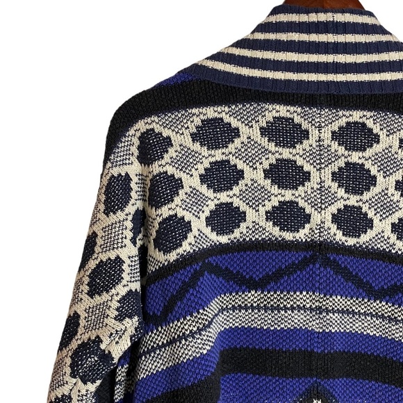 Lucky Brand Aztec Tribal Open Front Cardigan Pockets Oversized Drop Shoulders M - Picture 10 of 15